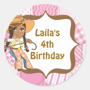 Étiquettes de fête d'anniversaire de cow-girl