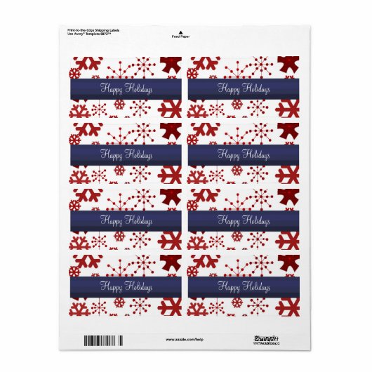 Étiquettes de Flammes de neige rouges blanches et  (Feuille entière)