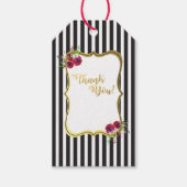 Étiquettes de fleurs de rose à rayures noires et b (Devant)