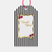 Étiquettes de fleurs de rose à rayures noires et b (Dos)