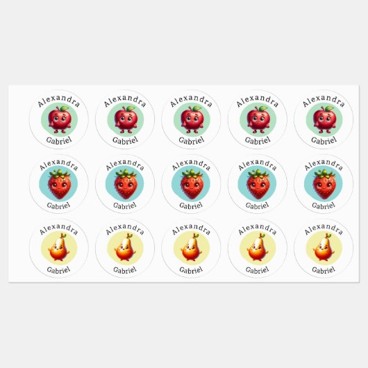 Étiquettes de fruits mignons (Feuille)