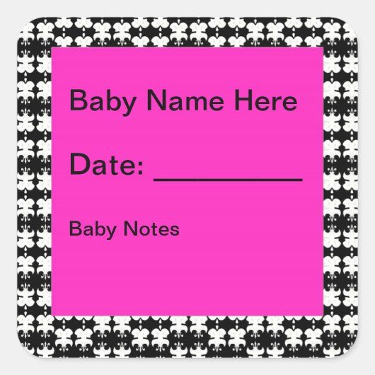 Étiquettes de garderie roses et noires (Devant)