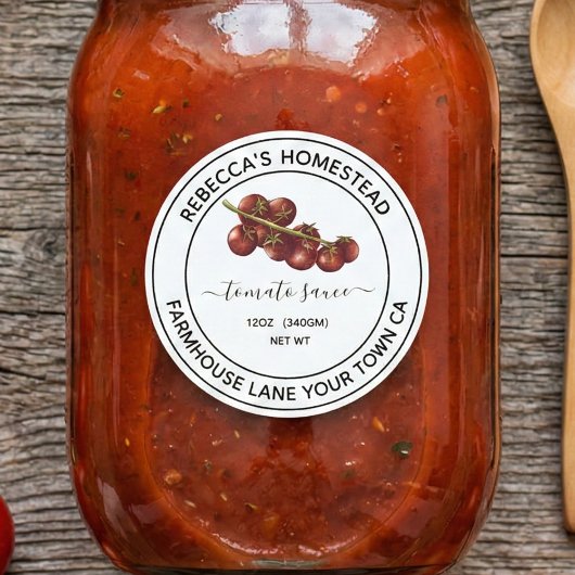 Étiquettes de jar de conservation de sauce tomate 