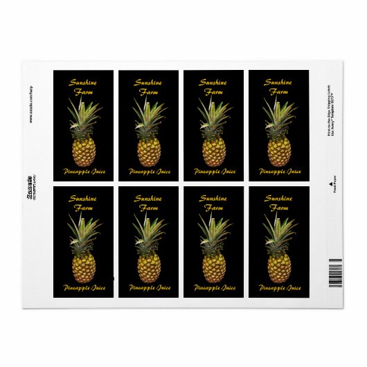 Étiquettes de jus d'ananas (Feuille entière)