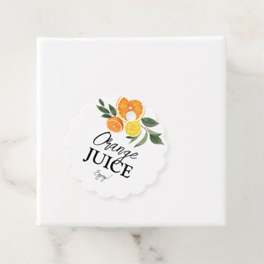 Étiquettes de jus pour un bar à Mimosa pour une fê (En situation)