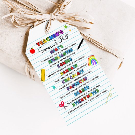 Étiquettes de kit de survie pour enseignants pour