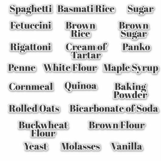 Étiquettes de la boîte de rangement (Devant)