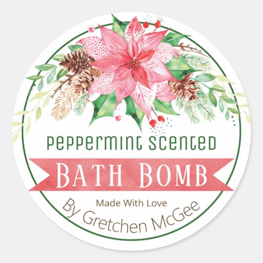 Étiquettes de la bombe parfumée de menthe de Noël (Devant)