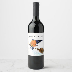 Étiquettes de la bouteille de vin Citrouille Hallo