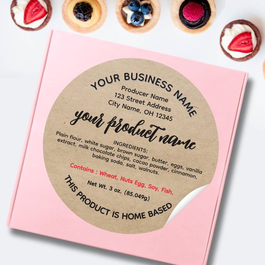 Étiquettes de la loi alimentaire du chalet de l'Oh