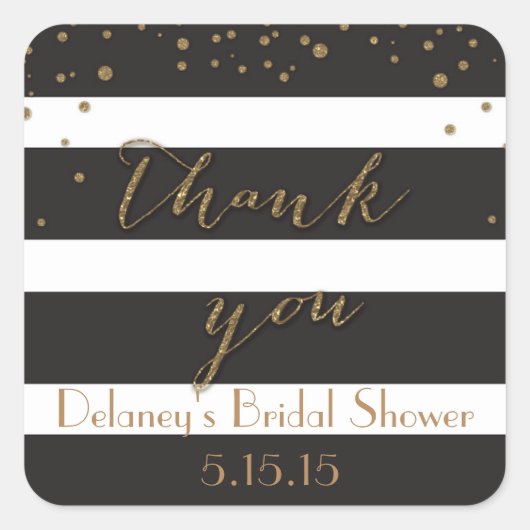 Étiquettes de la Parties scintillant Noir et Or (Devant)