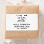 Étiquettes de la recette de gâteau Eggnog (En situation)