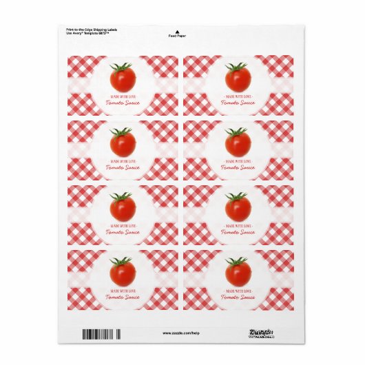 Étiquettes de la sauce tomate (Feuille entière)