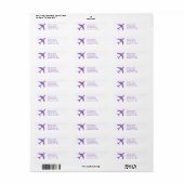 Étiquettes de l'adresse de retour de l'avion simpl (Feuille entière)