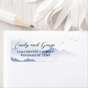 Étiquettes de l'adresse de retour du mariage Blue 