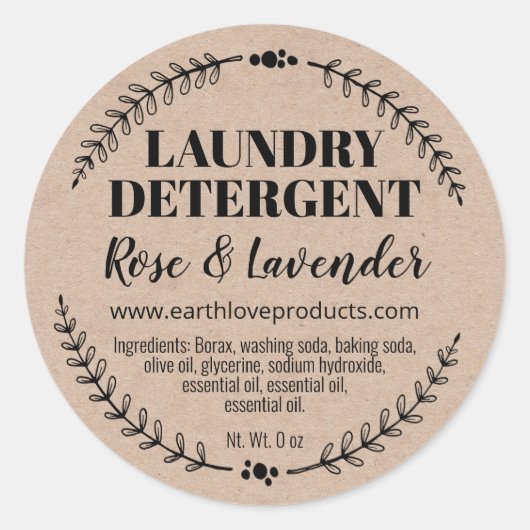 Étiquettes de lave-linge biologique maison Kraft (Devant)