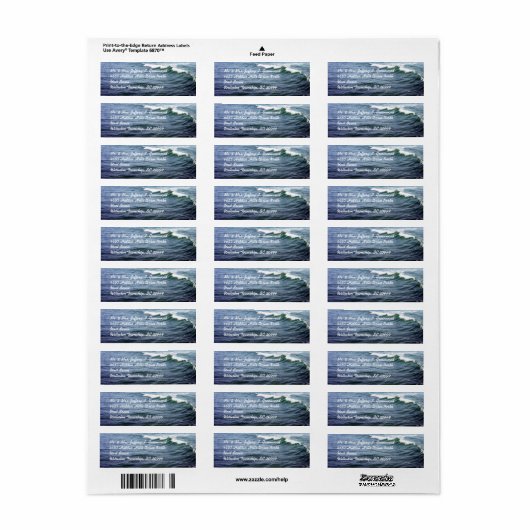 Étiquettes de l'eau de mer (Feuille entière)