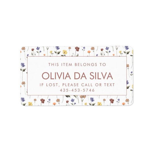 Étiquettes de l'école fleur sauvage pour enfants | (Devant)