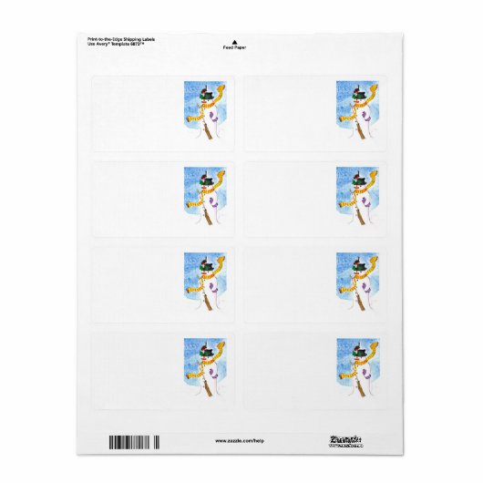 Étiquettes de l'expédition Festive 'Snowman' (Feuille entière)