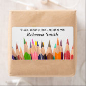Étiquettes de livre au crayons colorés | Étiquette (En situation)