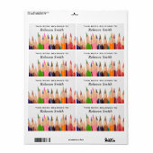 Étiquettes de livre au crayons colorés | Étiquette (Feuille entière)