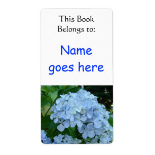 Étiquettes de livre de fleurs Hydrangeas bleus Fle
