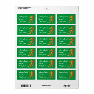 Étiquettes de livre de nom de reptile de lézard