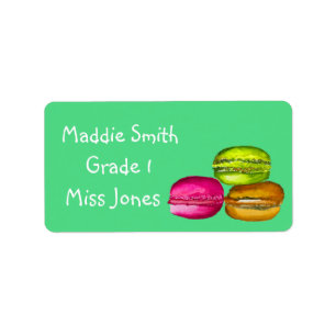 Étiquettes de livre macarons mignons noms mignons