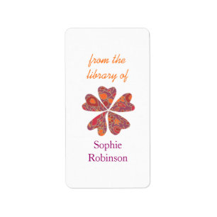 Étiquettes de livre personnalisées florales coloré