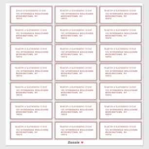 Étiquettes de mailing invité rouge classique 21 pa