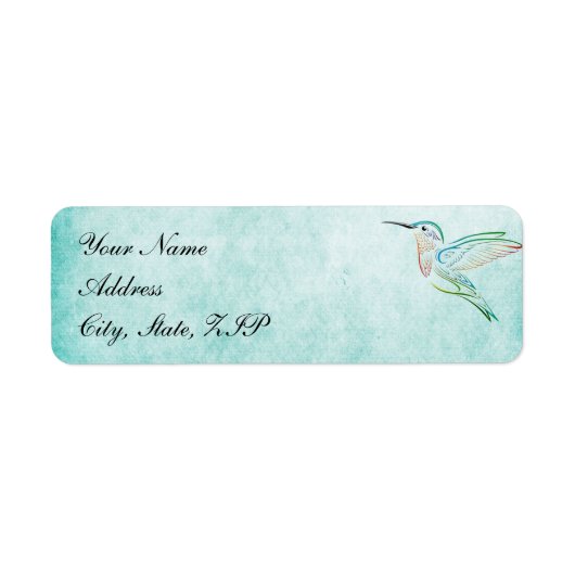 Étiquettes de mariage Aqua Hummingbird Watercolor (Devant)