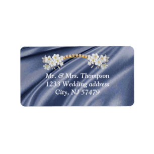 Étiquettes de mariage bleu, ivoire, vert, soie or 