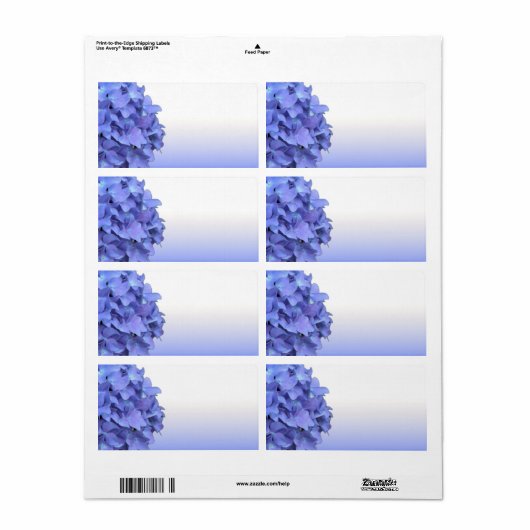 Étiquettes de mariage Blue Hydrangea (Feuille entière)
