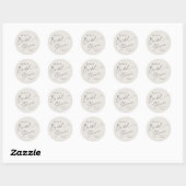 Étiquettes de mariage bohème ivoire à script moder (Feuille)