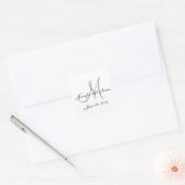 Étiquettes de mariage Carré gris et blanc (Enveloppe)