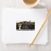 Étiquettes de mariage champêtre avec fers à cheval (En situation)