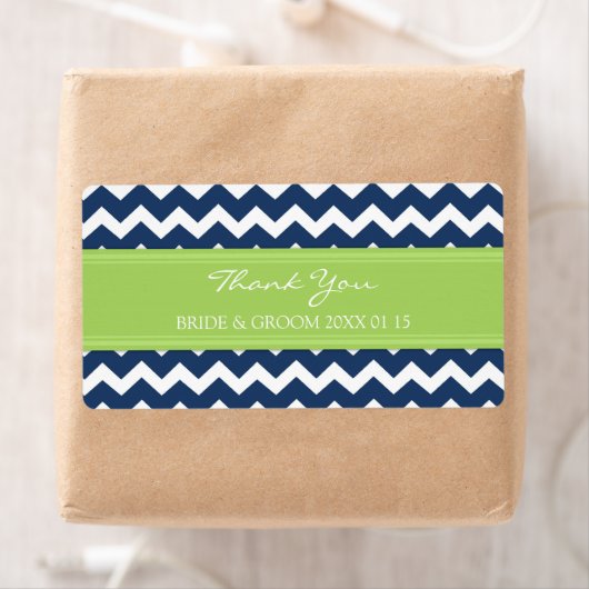 Étiquettes de mariage Chevron Lime Bleue (En situation)