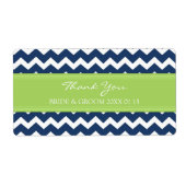 Étiquettes de mariage Chevron Lime Bleue (Devant)