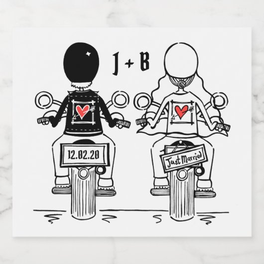 Étiquettes de Mariage de bouteille de moto sur mes (Étiquettes simples)