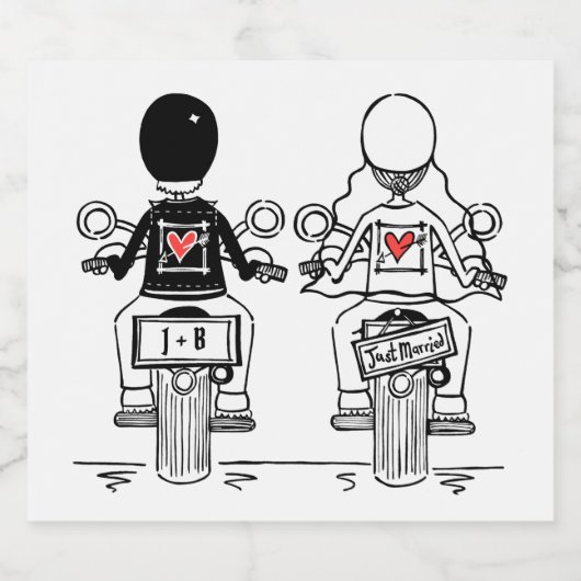 Étiquettes de Mariage de bouteille de moto sur mes (Étiquettes simples)