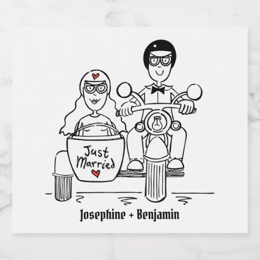Étiquettes de Mariage de bouteille de moto sur mes (Étiquettes simples)