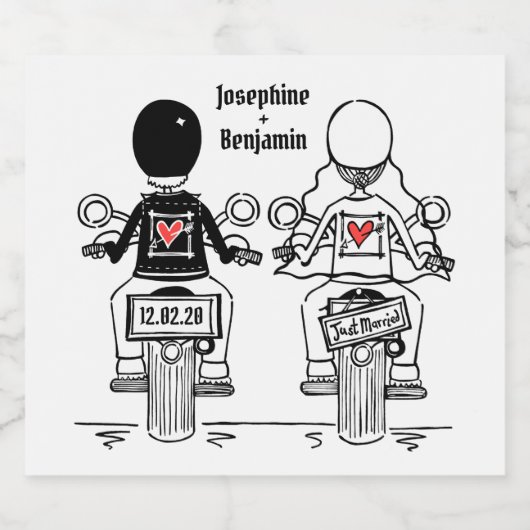 Étiquettes de Mariage de bouteille de moto sur mes (Étiquettes simples)