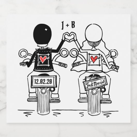 Étiquettes de Mariage de bouteille de moto sur mes (Étiquettes simples)