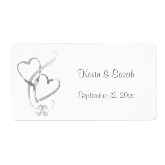 Étiquettes de mariage des coeurs d'argent (Devant)