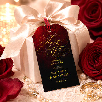 Étiquettes de Mariage Élégantes Or Noir et Rouge