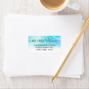 Étiquettes de mariage en aquarelle Ombre - Bleu