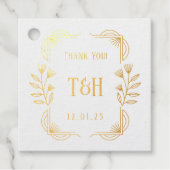 Étiquettes de mariage en feuille métallisée botani (Devant)