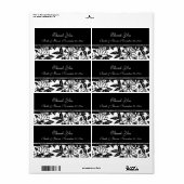Étiquettes de mariage floral noir et blanc (Feuille entière)