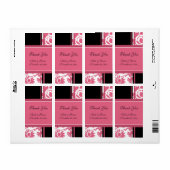 Étiquettes de mariage floral noir et rose (Feuille entière)