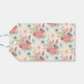 Étiquettes de mariage florales corail et bleues (Dos Horizontal)